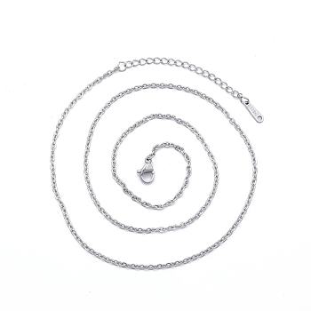 304 Stainless Steel Cable Chains Necklace for Men Women, Stainless Steel Color, Wide: 2mm, 19.69 inch(50cm)