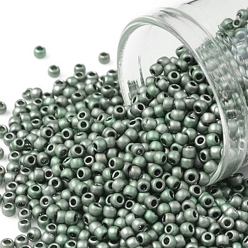 TOHO Round Seed Beads, Japanese Seed Beads, Matte, (512F) High Metallic Frost Blue Haze, 11/0, 2.2mm, Hole: 0.8mm, about 5555pcs/50g