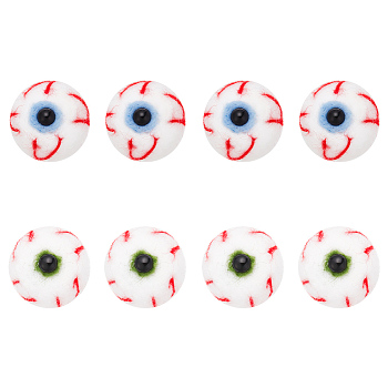8Pcs 2 Colors Wool Felt Craft Bloodshot Eyeballs, Doll Hair Accessories Making Supplies, Round, Mixed Color, 28~32x28~29mm, 4pcs/color