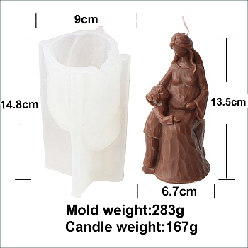 Mother's Day DIY Silicone Candle Molds, Pregnant with Child Resin Casting Molds, For UV Resin, Epoxy Resin Jewelry Making, White, 14.8x9cm