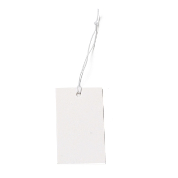 Paper Price Tags, with Elastic Cord, Rectangle, WhiteSmoke, 10.5~10.8cm, Rectangle: 50x30x0.3mm