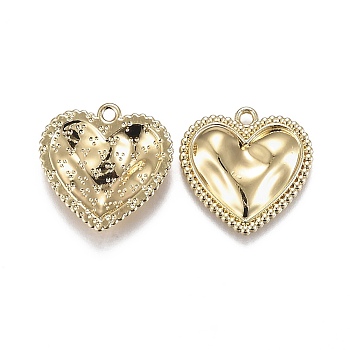 Alloy Jewelry Pendants, Heart, Light Gold, 20.5x21x3.5mm, Hole: 1.8mm