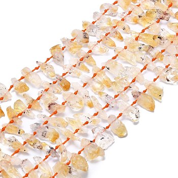 Natural Citrine Beads Strands, Nuggets, 16~25x4.5~10x4.5~8mm, Hole: 1mm, about 35pcs/strand, 15.55 inch(39.5cm)