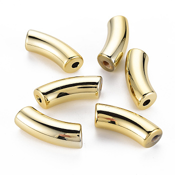 UV Plating Acrylic Beads, Curved Tube, Gold, 34x11.5x13mm, Hole: 3.5mm