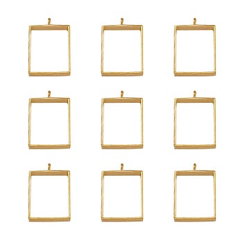 Alloy Open Back Bezel Big Pendants, For DIY UV Resin, Epoxy Resin, Pressed Flower Jewelry, Rectangle, Golden, 29x20x5mm, Hole: 2.2mm