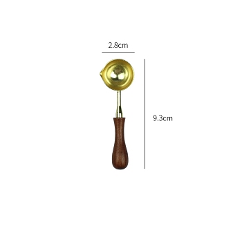 Stainless Steel Wax Sealing Stamp Melting Spoon, with Wooden Handle, for Wax Seal Stamp Melting Spoon Wedding Invitations Making, Golden, 93x28mm