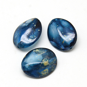 Spray Painted Acrylic Beads, Marine Blue, 23x18x8mm, Hole: 1.5mm