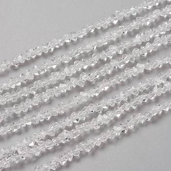 Transparent Solid Color Glass Beads Strands, Faceted, Polygon, Clear, 2.5x2.5x2.5mm, Hole: 0.7mm, about 150pcs/strand, 13.39''(34cm)