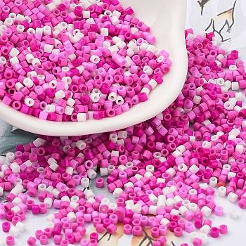 Baking Paint Glass Seed Beads, Cylinder, Magenta, 2x1.5mm, Hole: 1mm, about 50398pcs/pound
