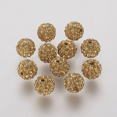 10mm Peru Round Polymer Clay+Glass Rhinestone Beads