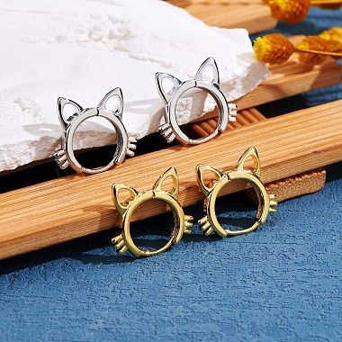 Women Cat Brass Leverback Earrings(JE965B)-4