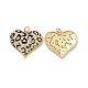 Coeur avec motif imprimé léopard breloques en laiton micro pavées de zircons cubiques transparents(KK-G435-35G)-1