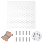 Acrylic Thread Winding Boards, Floss Organizer, with Steel Cylindrical Dowel Pin & 304 Stainless Steel Wire, Square, 150x150x4.4mm, Hole: 3mm, 1pc(DIY-UN0007-49B)