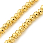 Electroplate Glass Beads Strands, Round, Golden Plated, 4.5mm in diameter, Hole: 0.9mm, about 108~110pcs/strand, 16.14''(41cm)(EGLA-F166-01A-G)