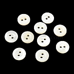 Natural Shell Buttons, 2-Hole Flat Round Buttons with Vintage Rimmed, Seashell Color, 11x2mm, Hole: 2mm(SH-CBA5C5E-01)