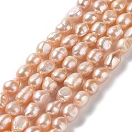 Natural Cultured Freshwater Pearl Beads Strands, Two Side Polished, Grade 3A+, PeachPuff, 7~10x6~7x6~7mm, Hole: 0.5mm, about 42~43pcs/strand, 13.39''(34~35cm)(PEAR-Z002-25)