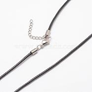 Waxed Cord Necklace Making, with Stainless Steel Lobster Claw Clasps, Black, 18.89 inch, 2mm(NJEW-L438-02)