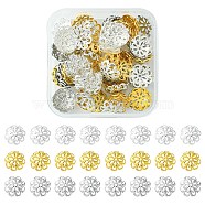 100Pcs 3 Style Iron Bead Caps, Multi-Petal, Platinum & Golden, 12x4.5mm(IFIN-YW0001-77)