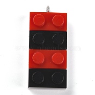 Resin Pendants, with Platinum Iron Loop, Toy Bricks, Red, 36x15.5x8mm, Hole: 2.6mm(RESI-E017-C10)
