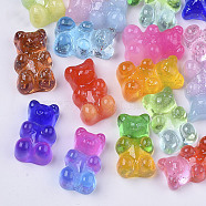 Transparent Resin Cabochons, with Glitter Powder, Two Tone, Bear, Mixed Color, 18x11x8mm(X-CRES-S303-53-A-M)