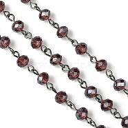 Handmade Glass Beaded Chains for Necklaces Bracelets Making, with Gunmetal Tone Brass Eye Pin, Unwelded, Purple, 39.3 inch, about 92pcs/strand(AJEW-JB00132-02)