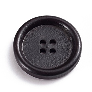 Natural Wooden Buttons, Dyed, 4 Hole, Flat Round, Coconut Brown, 25x4.5mm, Hole: 1.8mm(X-BUTT-WH0015-03B-25mm)