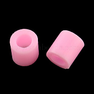 PE Fuse Beads, DIY Melty Beads, Tube, Pearl Pink, 5x5mm, Hole: 3mm(X-DIY-R013-A10)