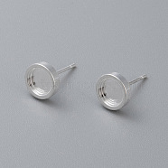 304 Stainless Steel Stud Earring Findings, Flat Round, Silver, Tray: 6mm, 13x8x2mm, Pin: 0.8mm.(X-STAS-H410-07S-C)