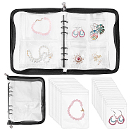 Transparent Jewelry Organizer Storage Zipper Bag, 3 Inch 5 Inch Jewelry Storage Loose Leaf Album with 60Pcs Zip Lock Bags, Holder for Rings Earring Necklaces Bracelets, Rectangle, Black, 23x18.5x2.5cm(AJEW-WH0314-44A)