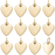 Brass Pendants, Long-Lasting Plated, Heart, Real 18K Gold Plated, 9.5x8x1mm, Hole: 3.5mm, 16pcs/box(KK-BC0008-96)
