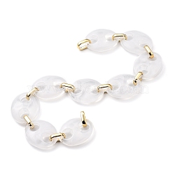 Handmade Acrylic Coffee Bean Chains, with CCB Plastic Quick Link Connectors, Clear, 19~43x12~34x4.5~10.5mm, about 39.37 inch(1m)/strand(AJEW-JB00744-01)