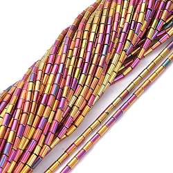 Electroplate Glass Beads Strands, Full Plated, Column, Multi-color Plated, 4.5~5x2.5mm, Hole: 0.8mm, about 75pcs/Strand, 14.17 inch(36cm)(X-EGLA-K014-B-FP06)