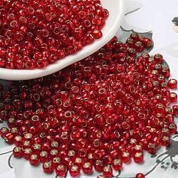 TOHO 8/0 Round Beads, Japanese Seed Beads, (25C) Silver Lined Ruby, 3mm, Hole: 1mm, about 1110pcs/50g(SEED-XTR08-0025C)