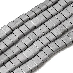 Electroplated Non-magnetic Synthetic Hematite Beads Strands, Rectangle, Matte Style, 2-Hole, Silver, 6x4x3mm, Hole: 1.2mm, about 99pcs/strand, 15.55 inch(39.5cm)(G-C106-B01-08B)