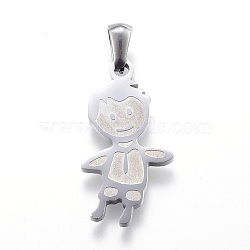 Tarnish Resistant 304 Stainless Steel Pendants, Boy, Stainless Steel Color, 25.5x13.5x2mm, Hole: 3x6mm(STAS-K162-031P)