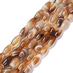 Natural Banded Agate Beads Strands, Rice, 20x8~8.5mm, Hole: 1.2mm, about 19pcs/strand, 14.88~14.96 inch(37.8~38cm)(G-G0001-D01)