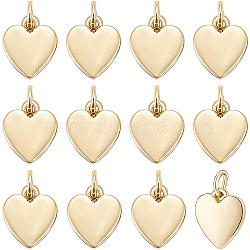 Brass Pendants, Long-Lasting Plated, Heart, Real 18K Gold Plated, 9.5x8x1mm, Hole: 3.5mm, 16pcs/box(KK-BC0008-96)