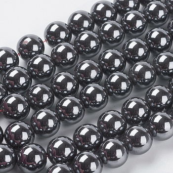 AAA Grade Black Non-Magnetic Synthetic Hematite Round  Beads Strands, 12mm, Hole: 0.8mm, about 34pcs/strand