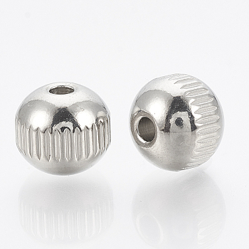 304 Stainless Steel Spacer Beads, Round, Stainless Steel Color, 4x3mm, Hole: 1.6mm