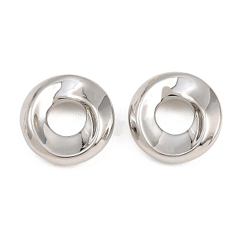 Brass European Beads, Twisted Ring, Large Hole Beads, Rack Plating, Long-Lasting Plated, Lead Free & Cadmium Free, Platinum, 15x5mm, Hole: 5.8mm