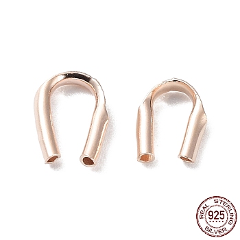 Rhodium Plated 925 Sterling Silver Wire Guardians, Rose Gold, 5.5x4.5x1mm, Hole: 0.6mm