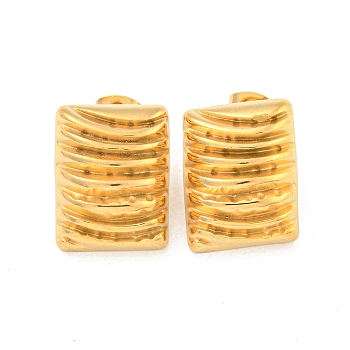 Rectangle 304 Stainless Steel Ear Studs, Stud Earrings for Women, Golden, 21x16mm