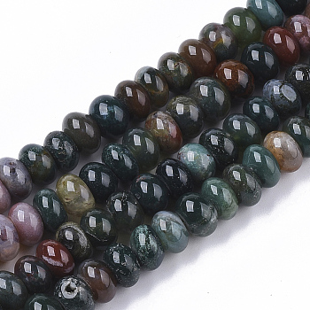 Natural Indian Agate Beads Strands, Rondelle, 8x5~6mm, Hole: 0.8mm, about 77~80pcs/strand, 15.35~15.74 inch(39~40cm)