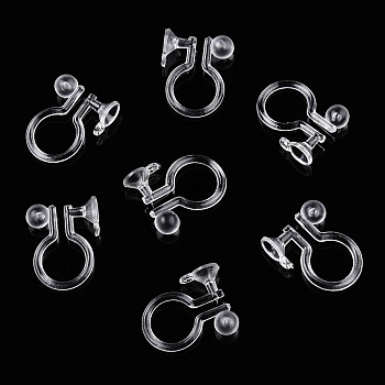 Plastic Clip-on Earring Findings, with Loop, for Non-Pierced Ears, Clear, 11x9x3.5mm, Hole: 0.5mm, Fit For 3mm Rhinestone