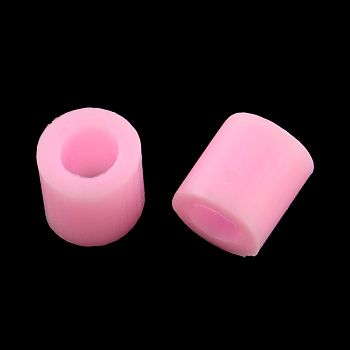PE Fuse Beads, DIY Melty Beads, Tube, Pearl Pink, 5x5mm, Hole: 3mm