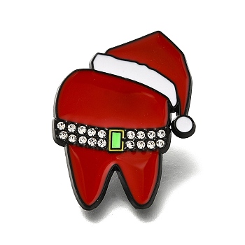 Christmas Theme Enamel Pins, Alloy Rhinestone Brooches for Backpack Clothes , Scarf, 31.5x27mm