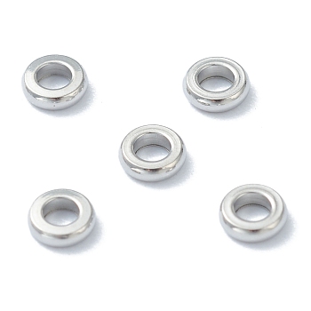 202 Stainless Steel Spacer Beads, Flat Round, Stainless Steel Color, 3.5x1mm, Hole: 1.6mm