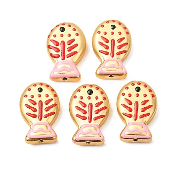 Baking Paint Glass Enamel Beads, Fish, Red, 20x13x5.5mm, Hole: 1.4mm
