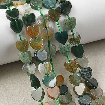 Natural Indian Agate Beads Strands, Heart, 6x6x2mm, Hole: 0.8mm, about 69pcs/strand, 14.96''(38cm)