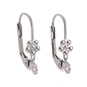 Tarnish Resistant 304 Stainless Steel Leverback Earring Findings, with Loop, Stainless Steel Color, 19.5x10mm, Hole: 1.6mm